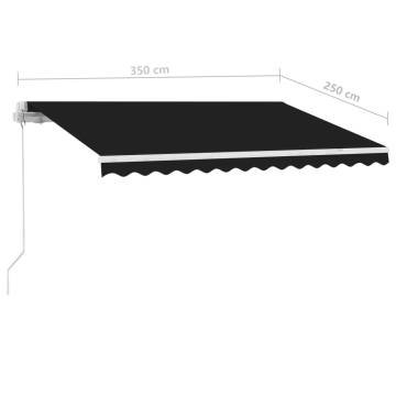 Manual Retractable Awning with LED - Anthracite 350x250 cm