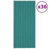 Roof Panels 36 pcs Galvanised Steel Green 100x45 cm