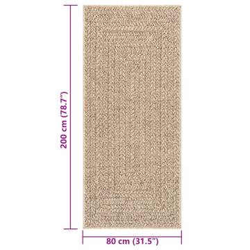 Rug ZIZUR 80x200 cm - Jute Look for Indoor & Outdoor Use