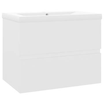 Stylish Sink Cabinet with Built-in Basin - White Engineered Wood