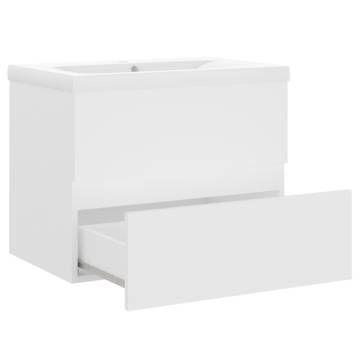 Stylish Sink Cabinet with Built-in Basin - White Engineered Wood