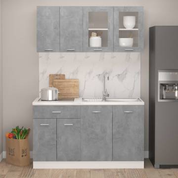 4 Piece Kitchen Cabinet Set - Concrete Grey - Hipomarket