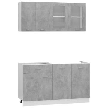 4 Piece Kitchen Cabinet Set - Concrete Grey - Hipomarket