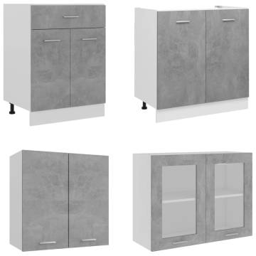 4 Piece Kitchen Cabinet Set - Concrete Grey - Hipomarket