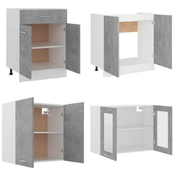 4 Piece Kitchen Cabinet Set - Concrete Grey - Hipomarket