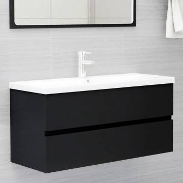 Stylish Black Sink Cabinet with Built-in Basin | Hipomarket UK