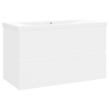 Elegant Sink Cabinet with Built-in Basin - White Engineered Wood