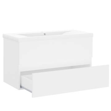 Elegant Sink Cabinet with Built-in Basin - White Engineered Wood