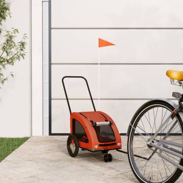 Pet Bike Trailer - Orange & Grey Oxford Fabric & Iron