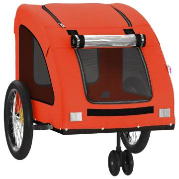 Pet Bike Trailer - Orange & Grey Oxford Fabric & Iron