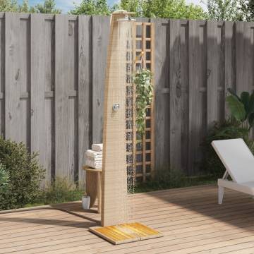 Stylish Outdoor Shower in Beige - Poly Rattan & Acacia Wood