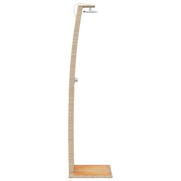 Stylish Outdoor Shower in Beige - Poly Rattan & Acacia Wood