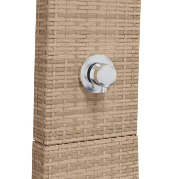 Stylish Outdoor Shower in Beige - Poly Rattan & Acacia Wood