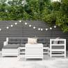 7 Piece Garden Sofa Set - White Solid Wood Pine | Hipo Market