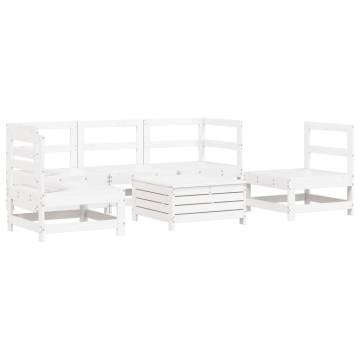 6 Piece Garden Sofa Set - White Solid Pine Wood | HipoMarket