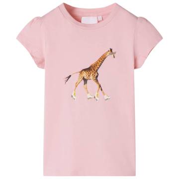 Kids' Light Pink T-Shirt with Giraffe Print | HipoMarket