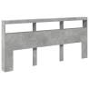 Stylish LED Headboard Cabinet in Concrete Grey - 220x17x102 cm