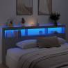 Stylish LED Headboard Cabinet in Concrete Grey - 220x17x102 cm