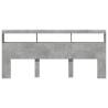 Stylish LED Headboard Cabinet in Concrete Grey - 220x17x102 cm