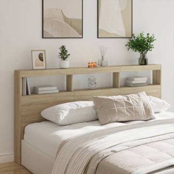 Headboard Cabinet with LED - Sonoma Oak 200x17x102 cm