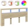 Headboard Cabinet with LED - Sonoma Oak 200x17x102 cm