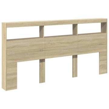 Headboard Cabinet with LED - Sonoma Oak 200x17x102 cm