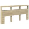 Headboard Cabinet with LED - Sonoma Oak 200x17x102 cm