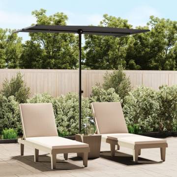 Outdoor Parasol with Aluminium Pole - 180x110 cm Anthracite