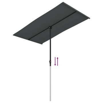 Outdoor Parasol with Aluminium Pole - 180x110 cm Anthracite