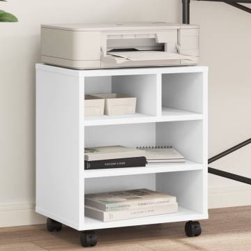 Printer Stand with Wheels White - Organised & Versatile