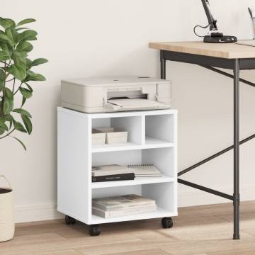 Printer Stand with Wheels White - Organised & Versatile