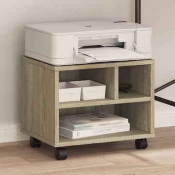 Printer Stand with Wheels - Sonoma Oak | Hipomarket UK