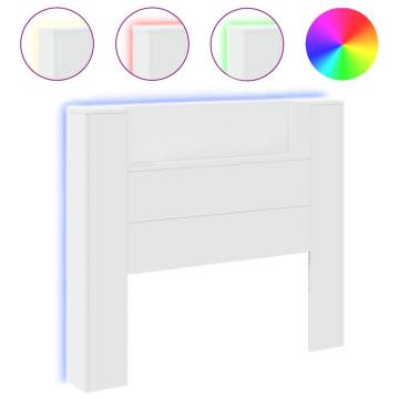 Headboard Cabinet with LED - Modern White Design | HipoMarket