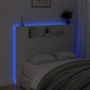 Headboard Cabinet with LED - Modern White Design | HipoMarket