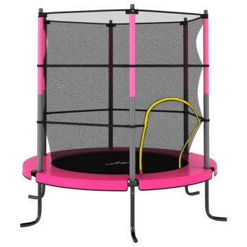 Pink Round Trampoline with Safety Net - 140x160 cm