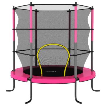 Pink Round Trampoline with Safety Net - 140x160 cm