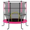 Pink Round Trampoline with Safety Net - 140x160 cm