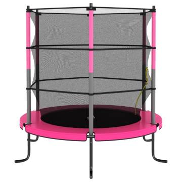 Pink Round Trampoline with Safety Net - 140x160 cm