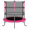 Pink Round Trampoline with Safety Net - 140x160 cm