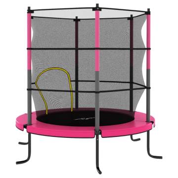 Pink Round Trampoline with Safety Net - 140x160 cm