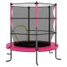 Pink Round Trampoline with Safety Net - 140x160 cm