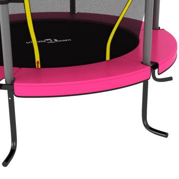 Pink Round Trampoline with Safety Net - 140x160 cm