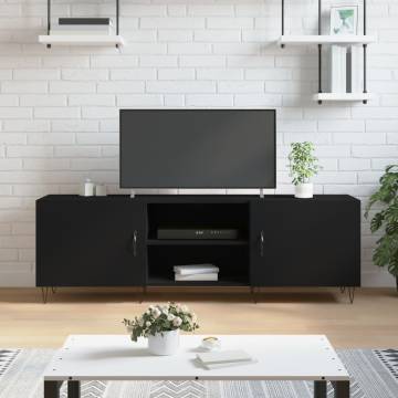 Stylish Black TV Cabinet - 150x30x50 cm Engineered Wood