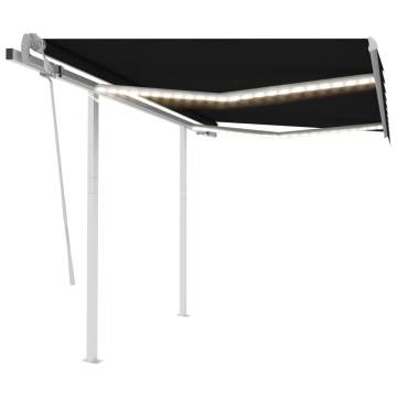 Manual Retractable Awning with LED - 3.5x2.5m Anthracite