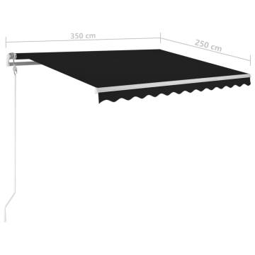 Manual Retractable Awning with LED - 3.5x2.5m Anthracite