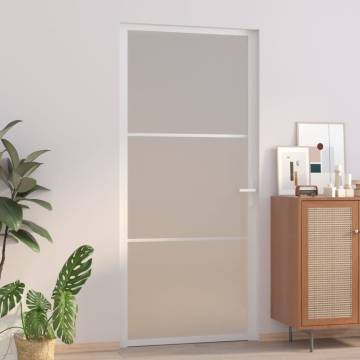 Interior Door 93x201.5 cm - White Matt Glass & Aluminium