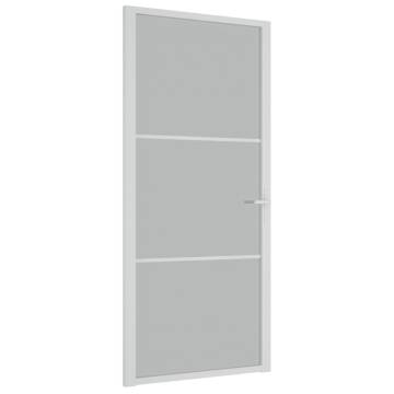 Interior Door 93x201.5 cm - White Matt Glass & Aluminium