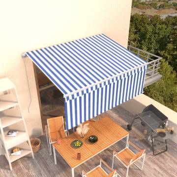 Manual Retractable Awning 3.5x2.5m - Blue & White | HipoMarket