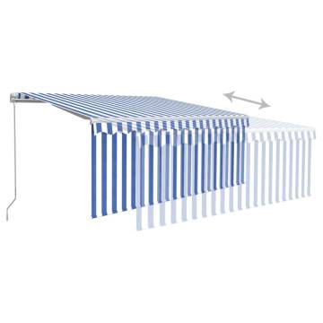 Manual Retractable Awning 3.5x2.5m - Blue & White | HipoMarket