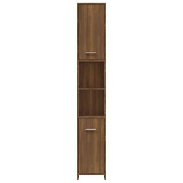 Stylish Brown Oak Bathroom Cabinet - 30x30x183.5 cm